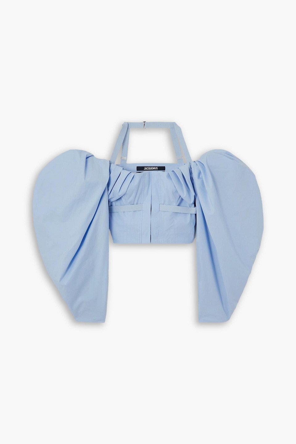 Jacquemus Le Haut Taffetas Off-shoulder Poplin Top In Light Blue