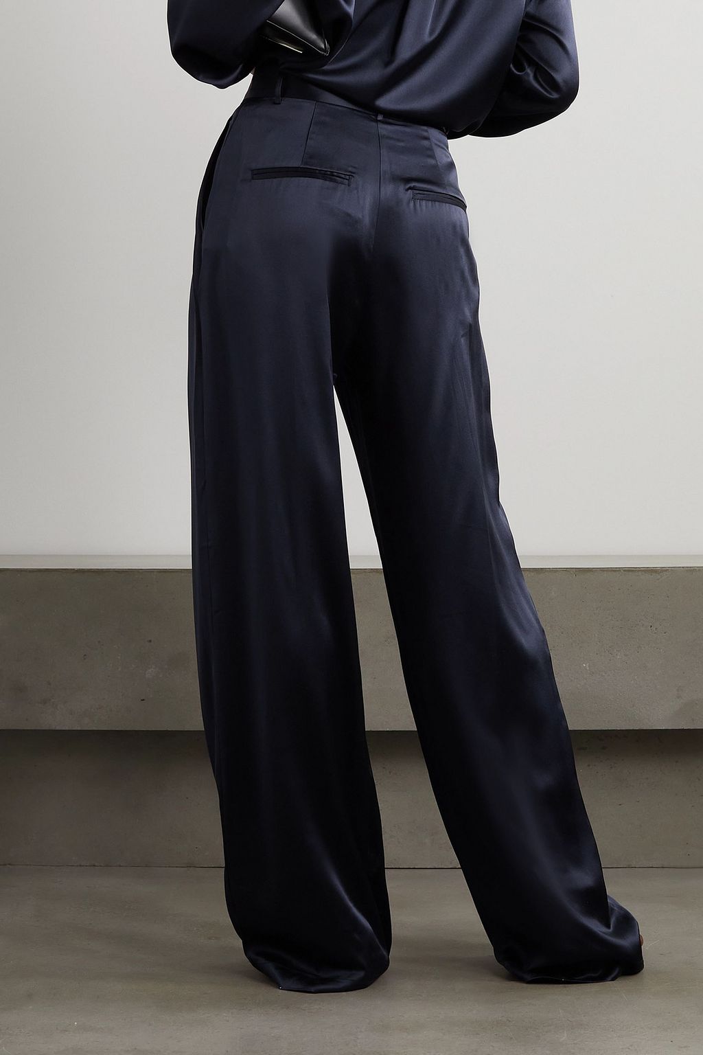 MICHAEL LO SORDO Boy pleated silk-satin wide-leg pants