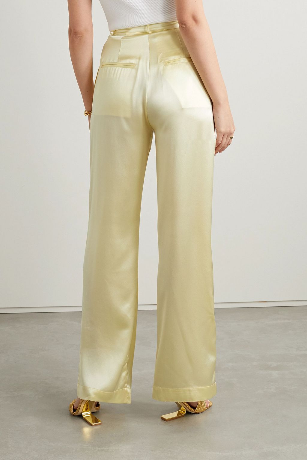 MICHAEL LO SORDO Pleated silk-satin wide-leg pants