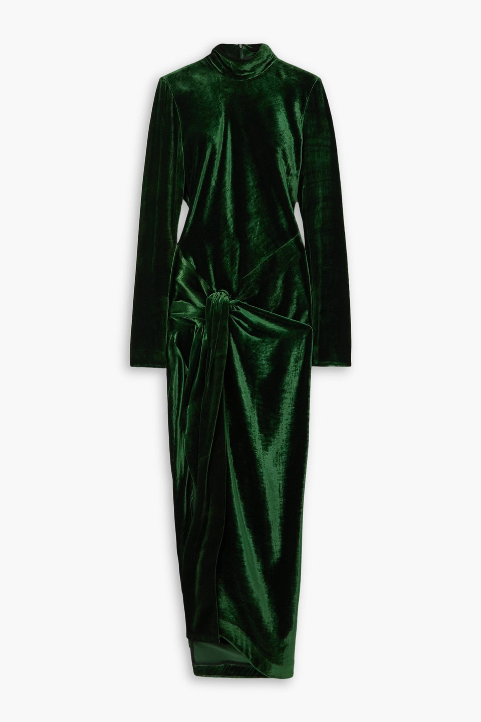 Petar Petrov The Dusk Draped Velvet Maxi Dress In Forest Green
