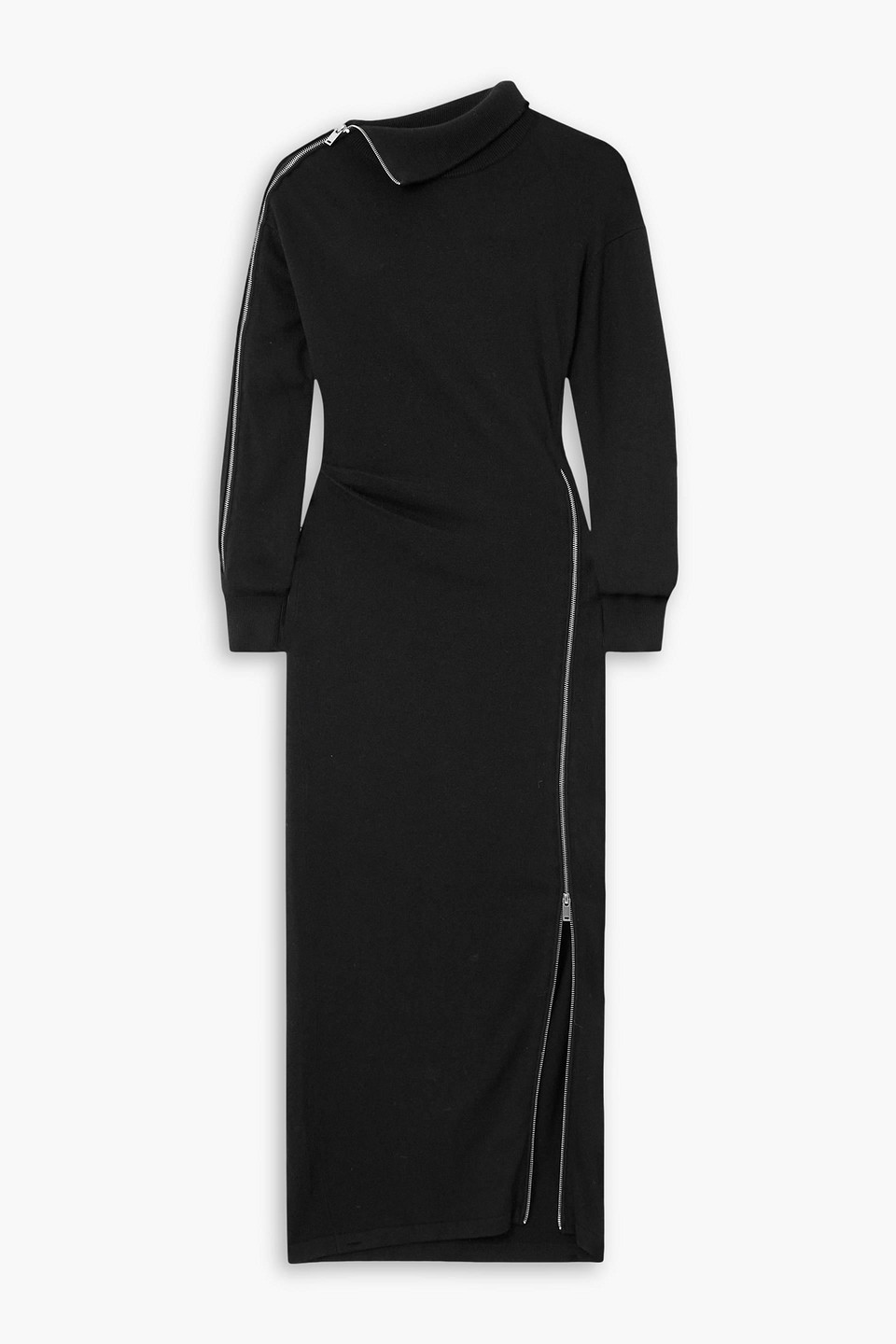 Shop Isabel Marant Gemmy Zip-detailed Knitted Turtleneck Maxi Dress In Schwarz