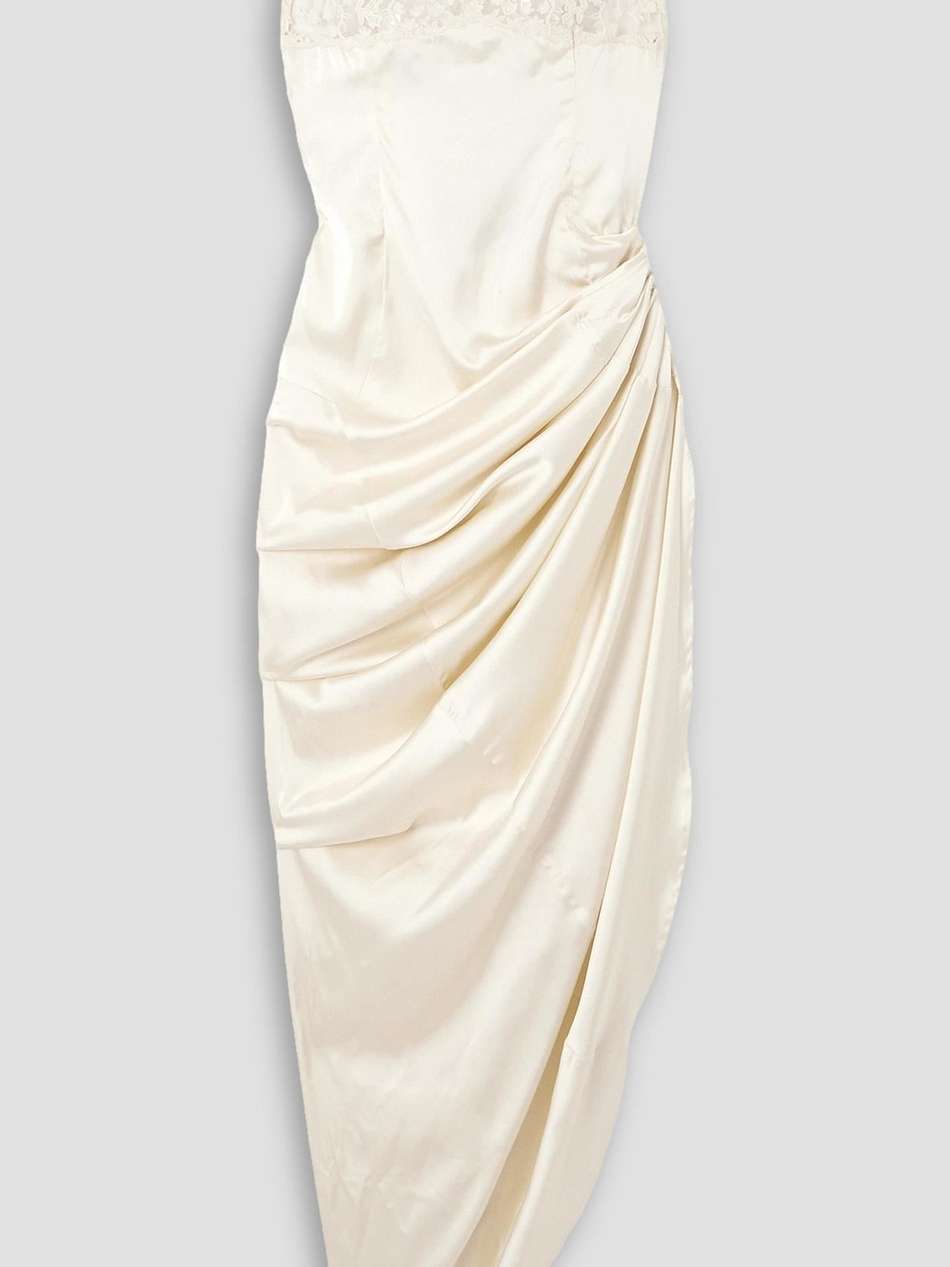 la saudade longue brodée asymmetric draped woven maxi dress