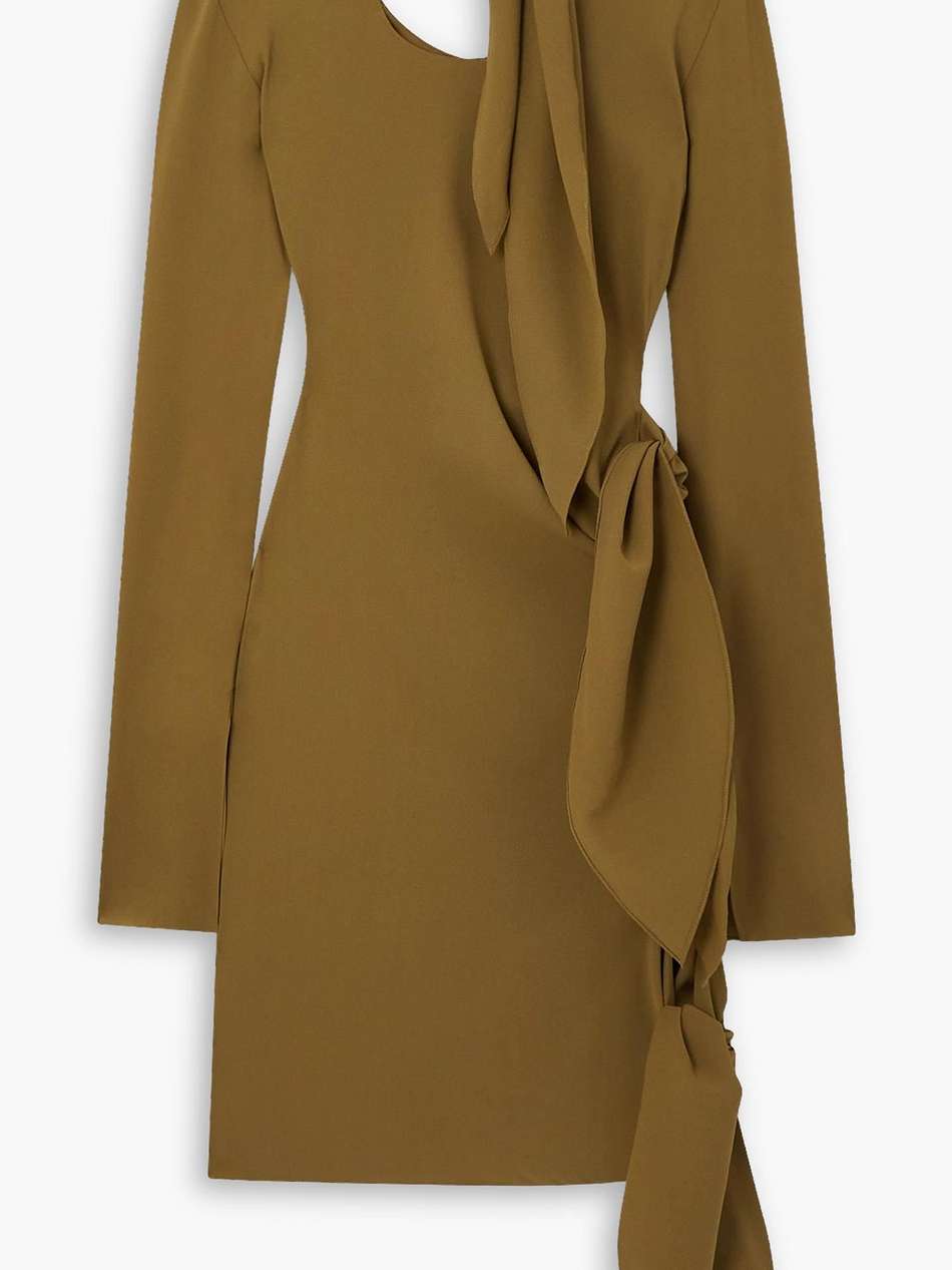 artis cutout tie-detailed stretch-silk crepe mini dress