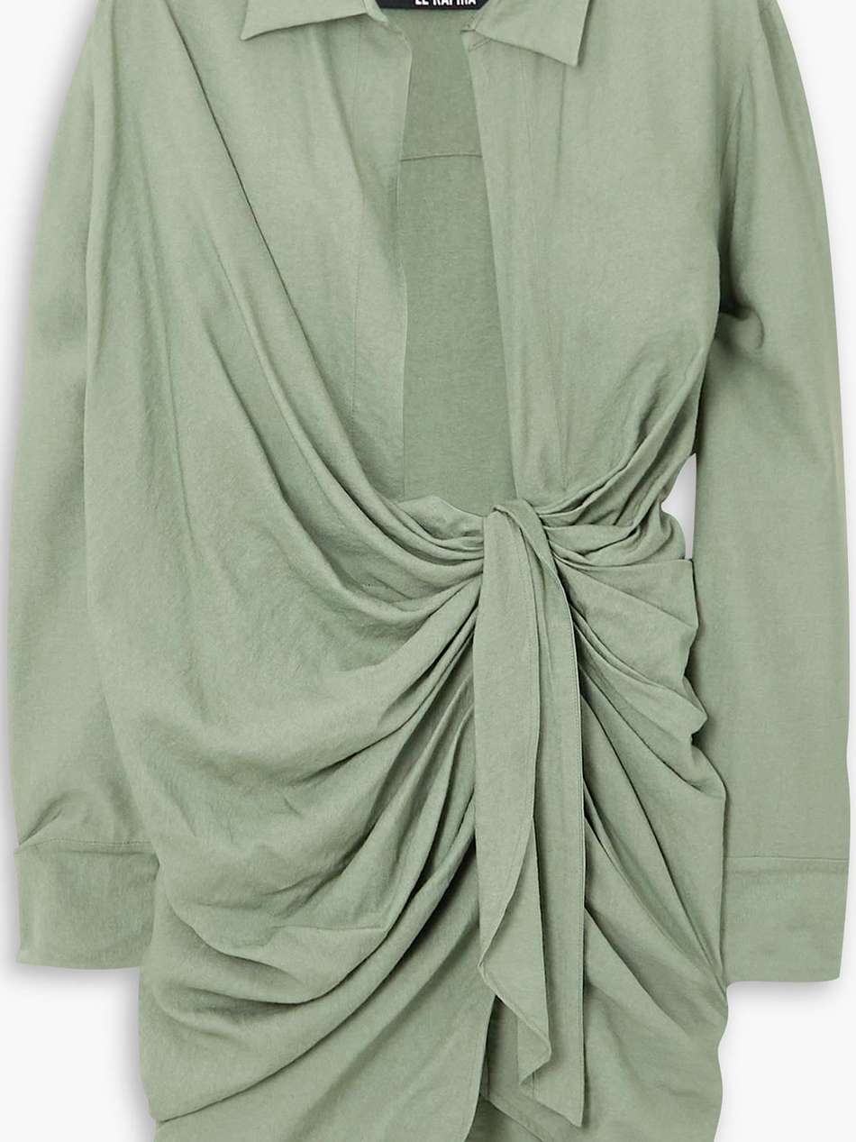 bahia draped knotted twill mini dress