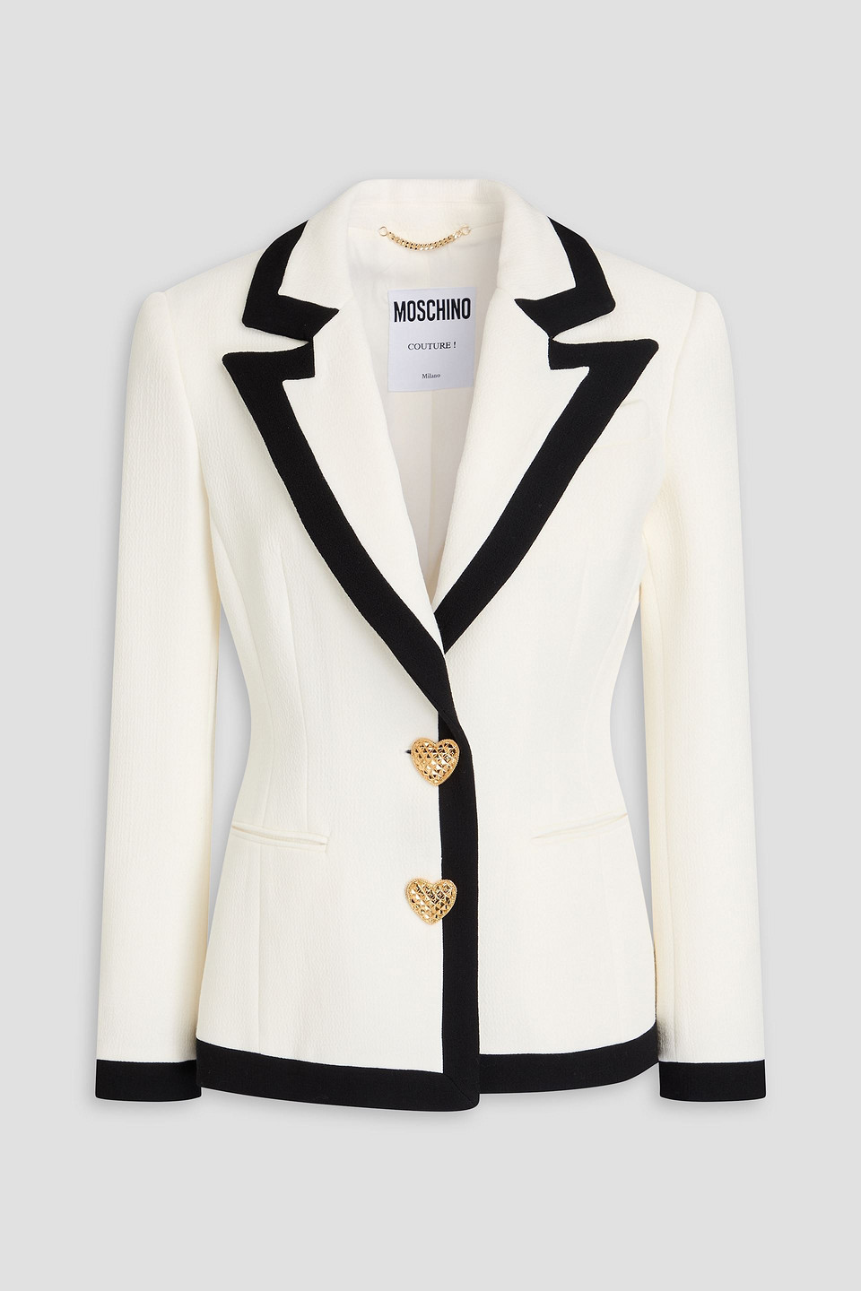 Moschino Two-tone Hammered Crepe Blazer In Ivory
