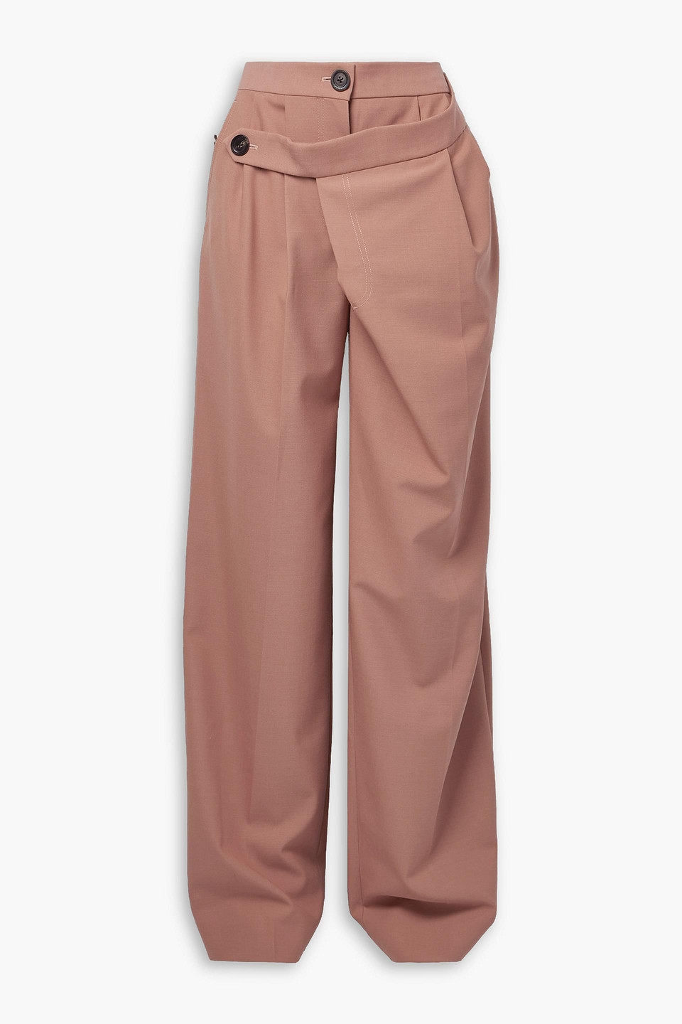Peter Do Layered Asymmetric Pleated Twill Straight-leg Pants In Pink