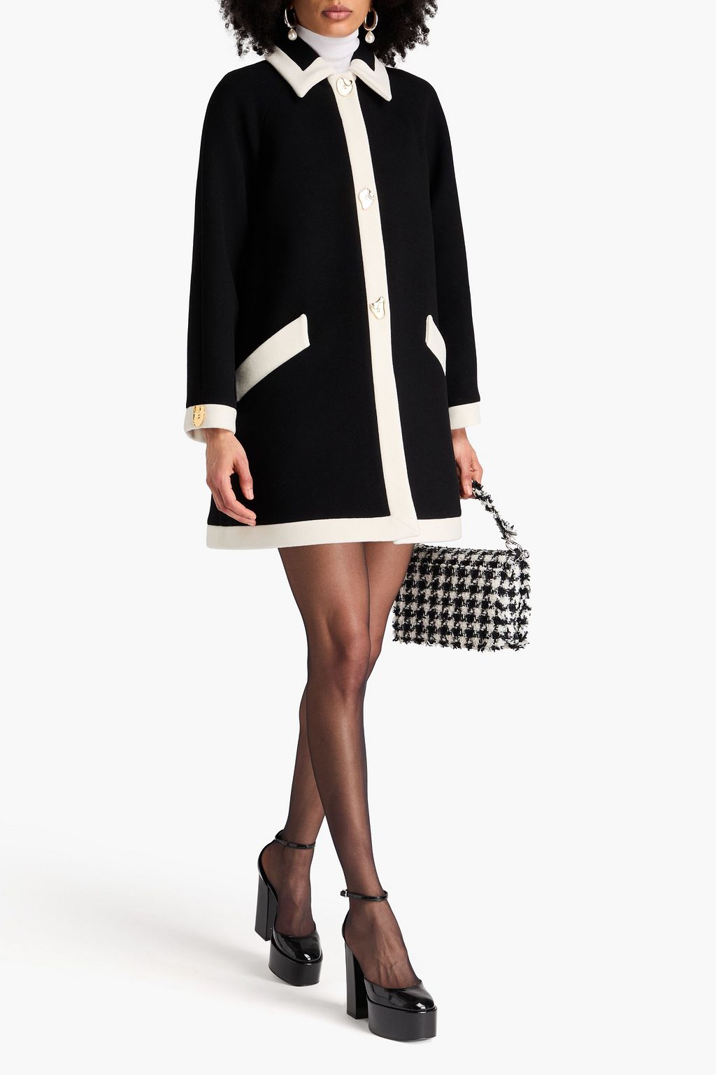 MOSCHINO Two-tone brushed wool-blend felt coat
