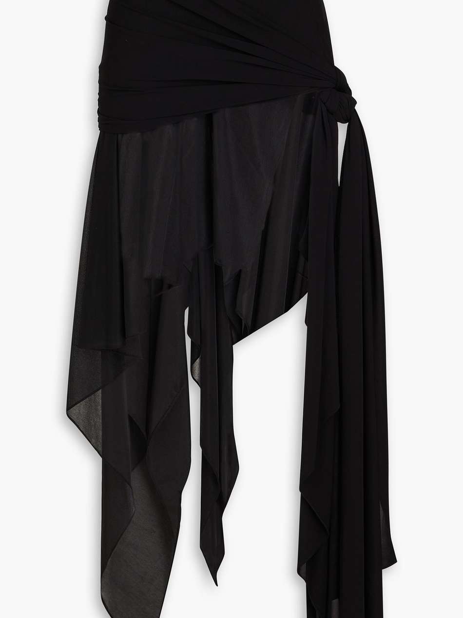 jersey-paneled crepe de chine maxi skirt