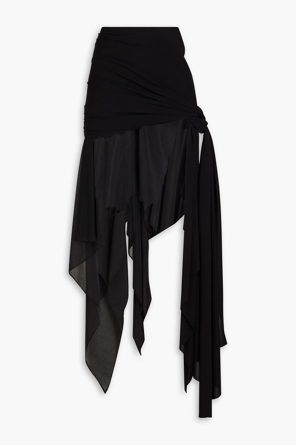 Jersey-paneled crepe de chine maxi skirt
