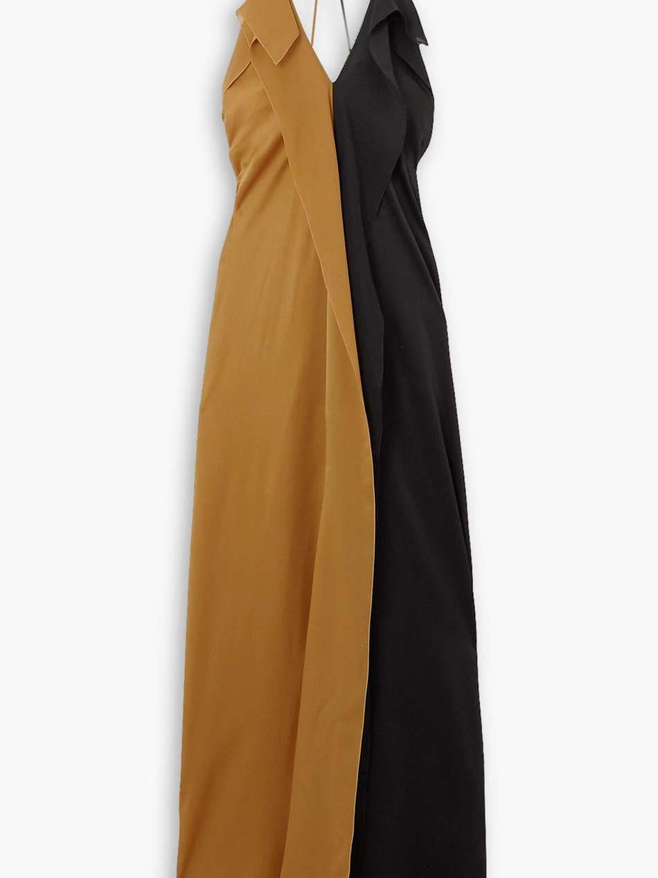 casino draped two-tone silk-satin and chiffon maxi dress