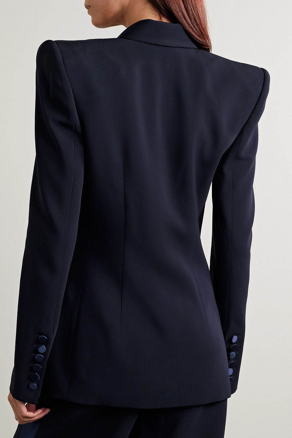 SERGIO HUDSON Double-breasted satin-trimmed crepe blazer