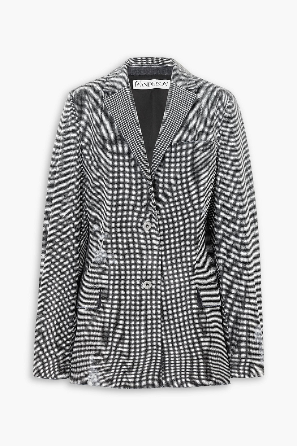 Crystal-embellished cotton-crepe blazer