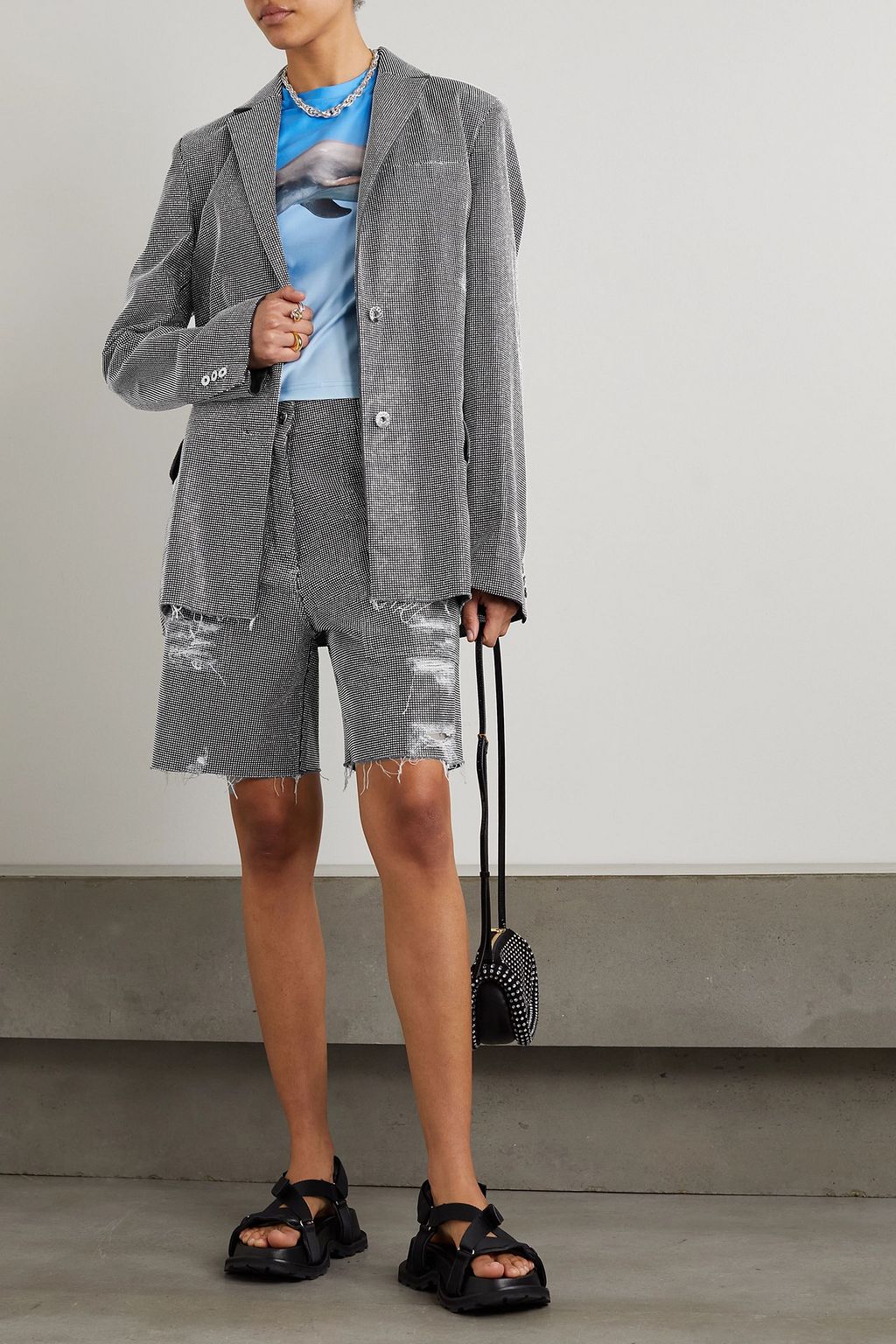 JW ANDERSON Crystal-embellished cotton-crepe blazer