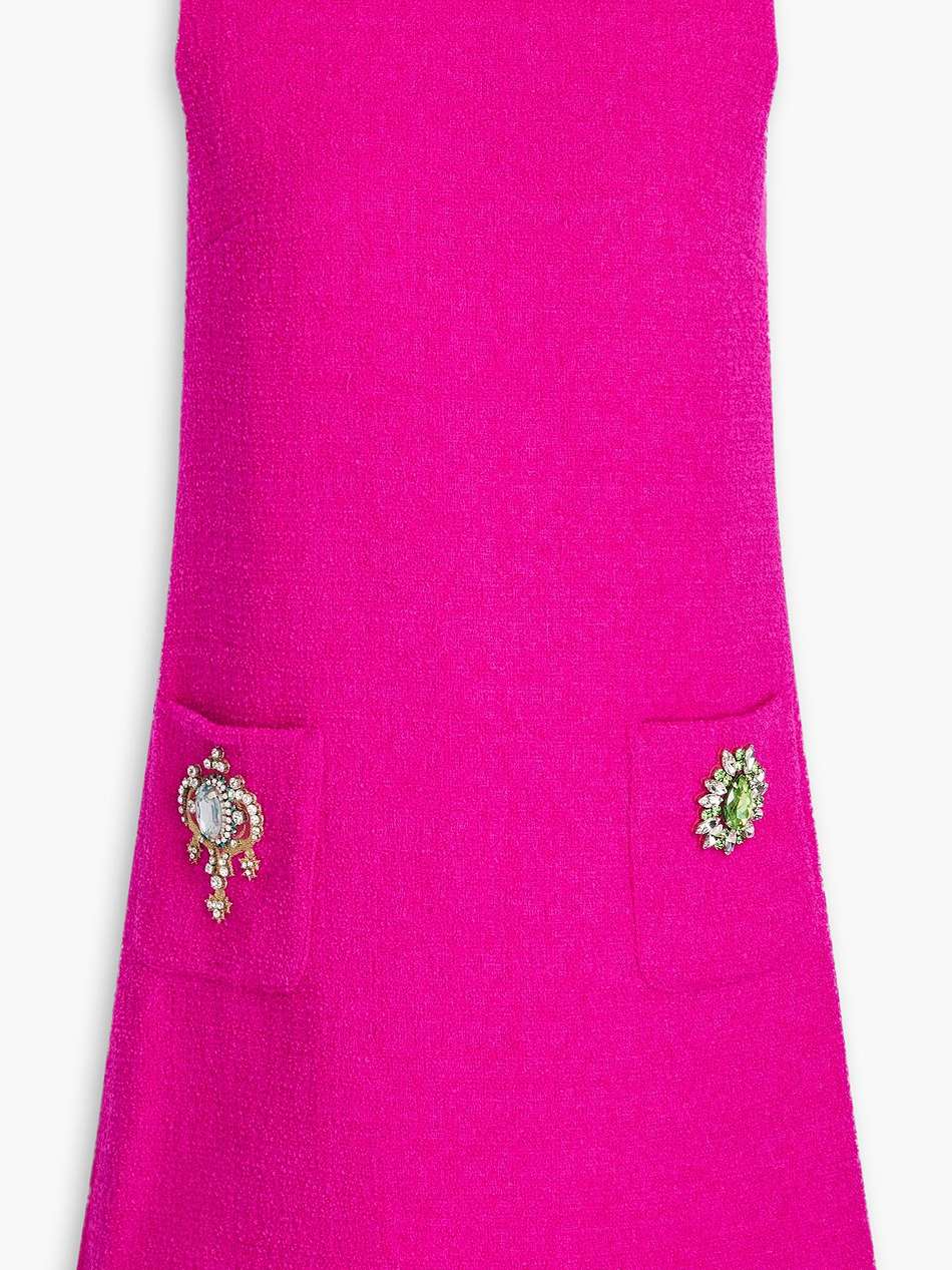 crystal-embellished wool-blend bouclé mini dress