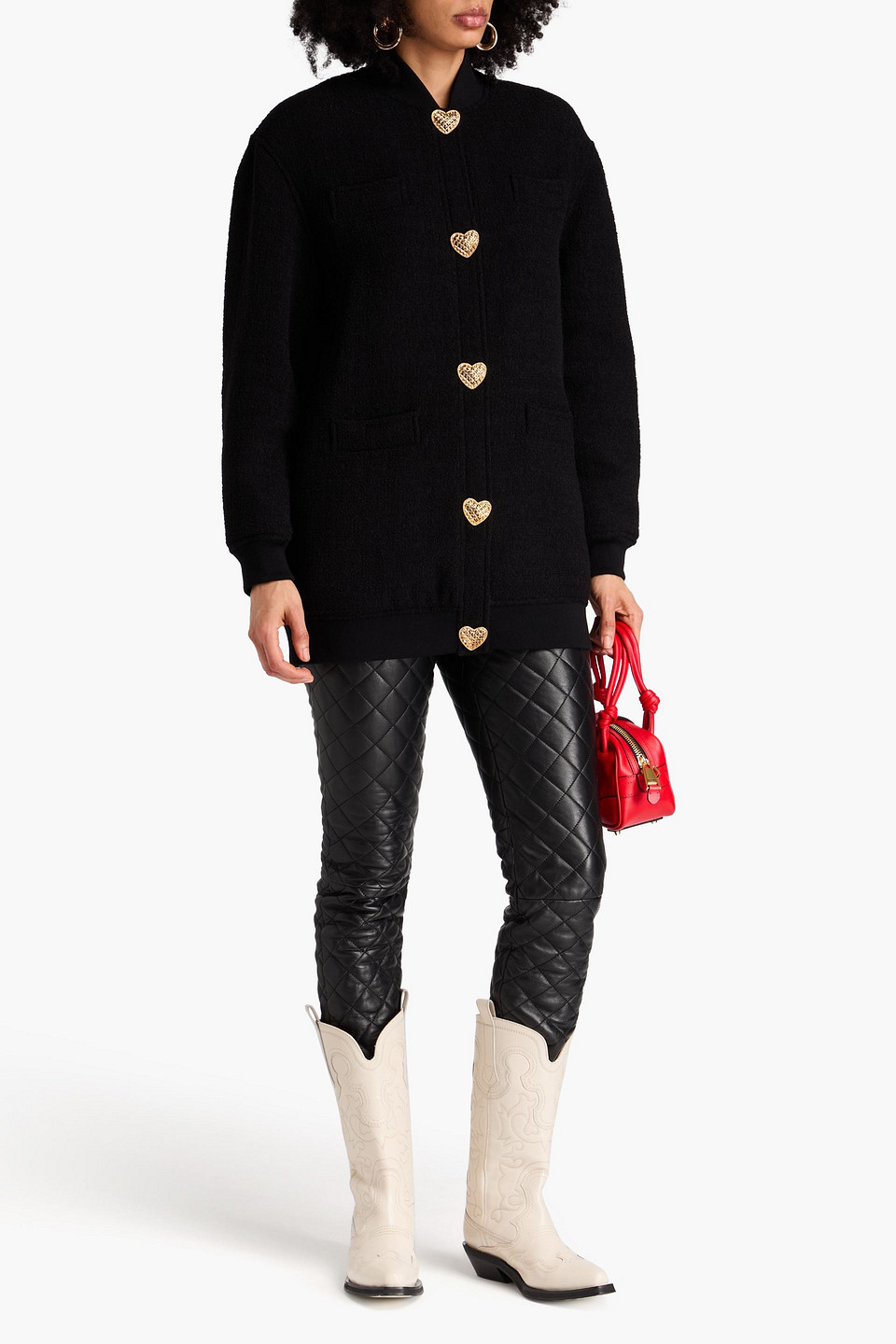 Moschino Wool-blend Bouclé Jacket In Black