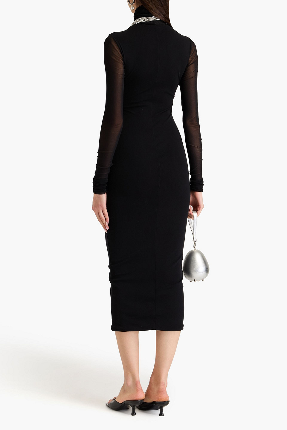 PHILOSOPHY DI LORENZO SERAFINI MESH TURTLENECK MIDI DRESS