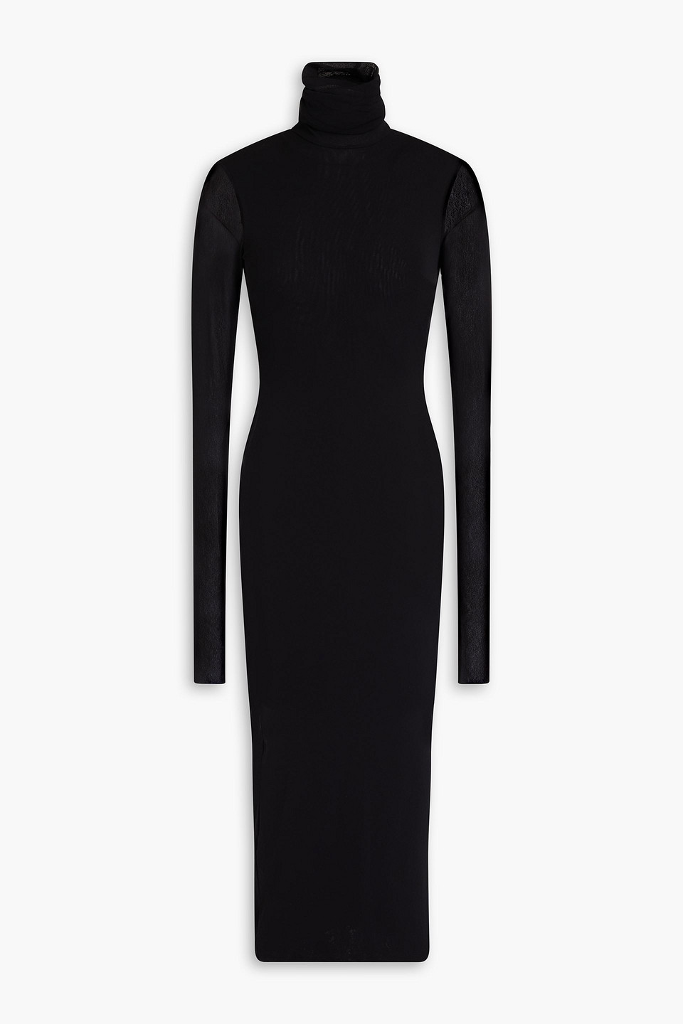 Philosophy Di Lorenzo Serafini Mesh Turtleneck Midi Dress In Black
