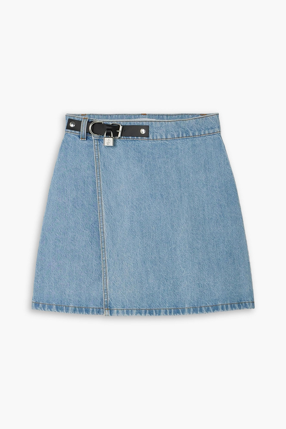 Jw Anderson Padlock Mini Denim Skirt In Light Denim