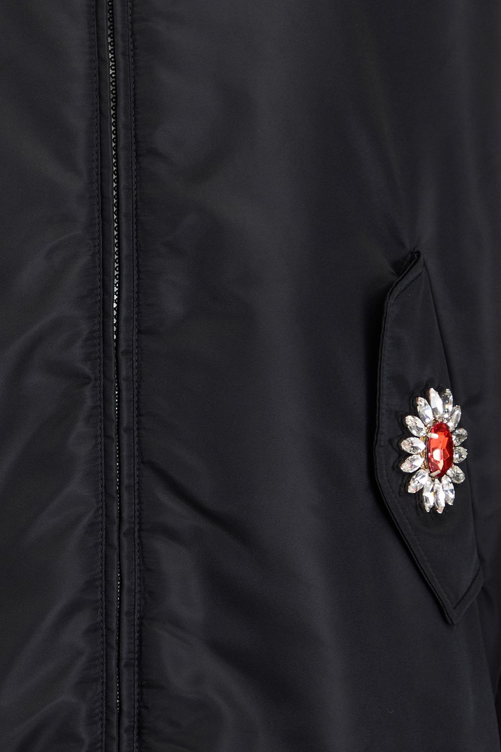 MOSCHINO جاكيت بومر مصنوع من قماش عازل مزيّن بالكريستال