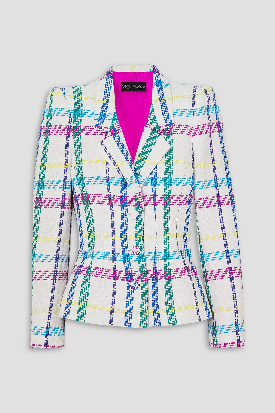Sergio Hudson Blazer Aus Einer Karierten Baumwollmischung In Weiss