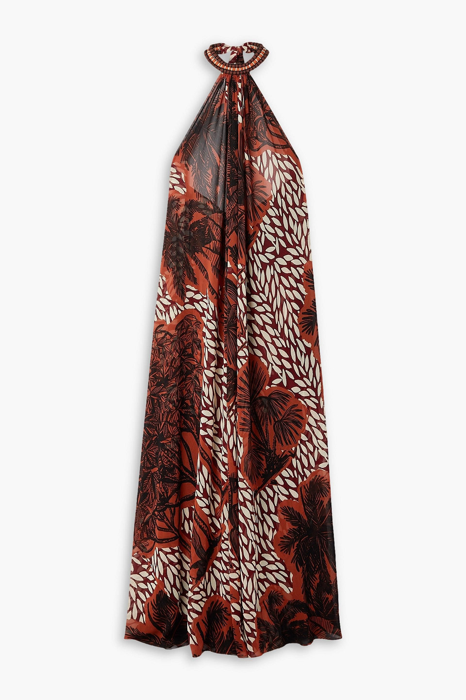 JOHANNA ORTIZ VICTORIA FALLS PRINTED CREPE DE CHINE HALTERNECK MAXI DRESS