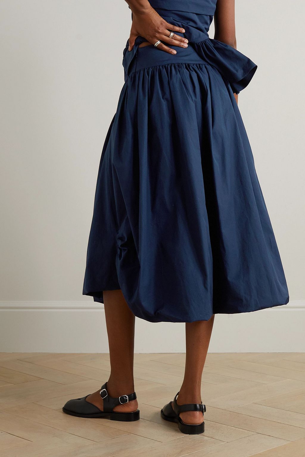 MOLLY GODDARD Alf ruched draped cotton-canvas midi skirt