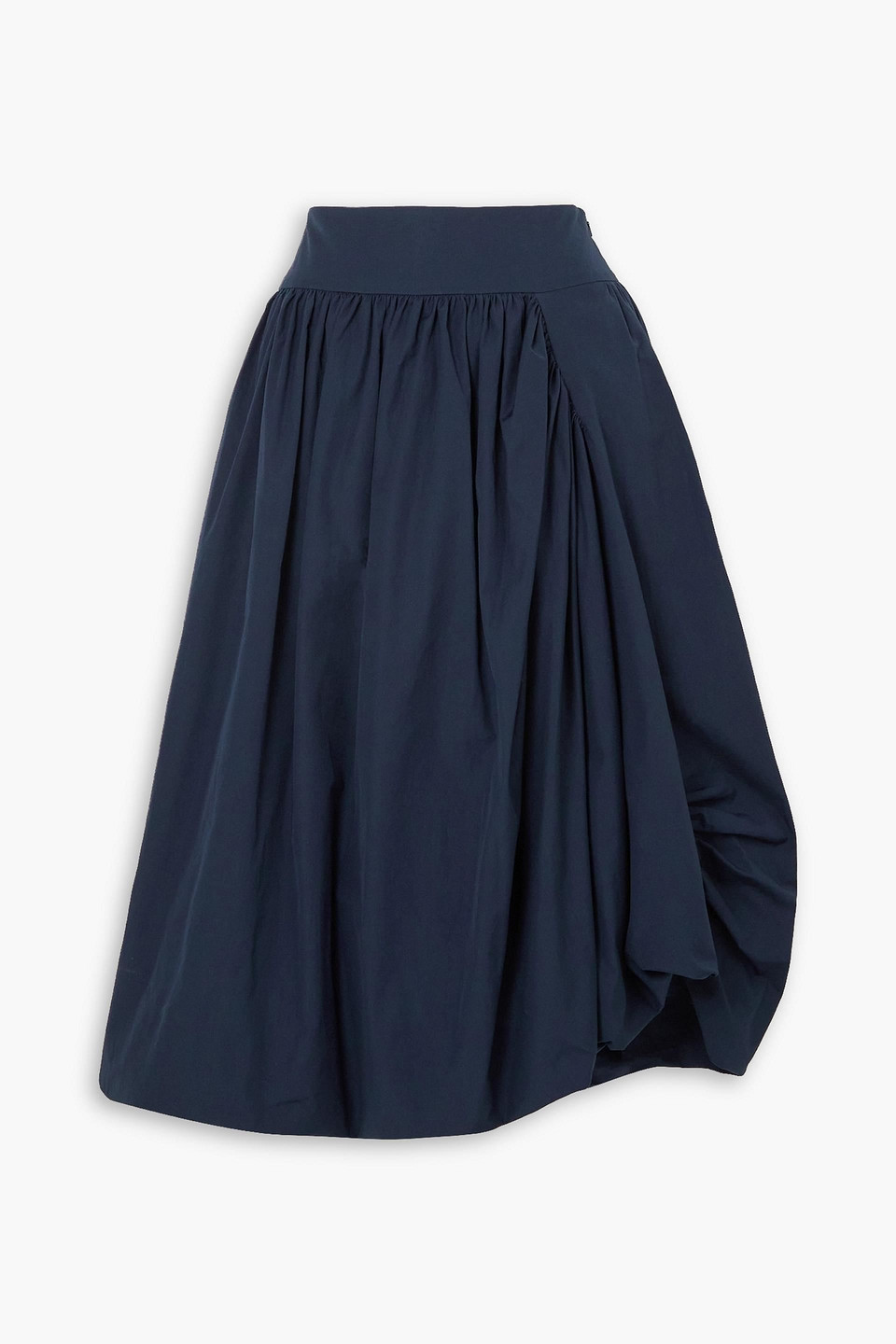 Molly Goddard Alf Ruched Draped Cotton-canvas Midi Skirt In Navy