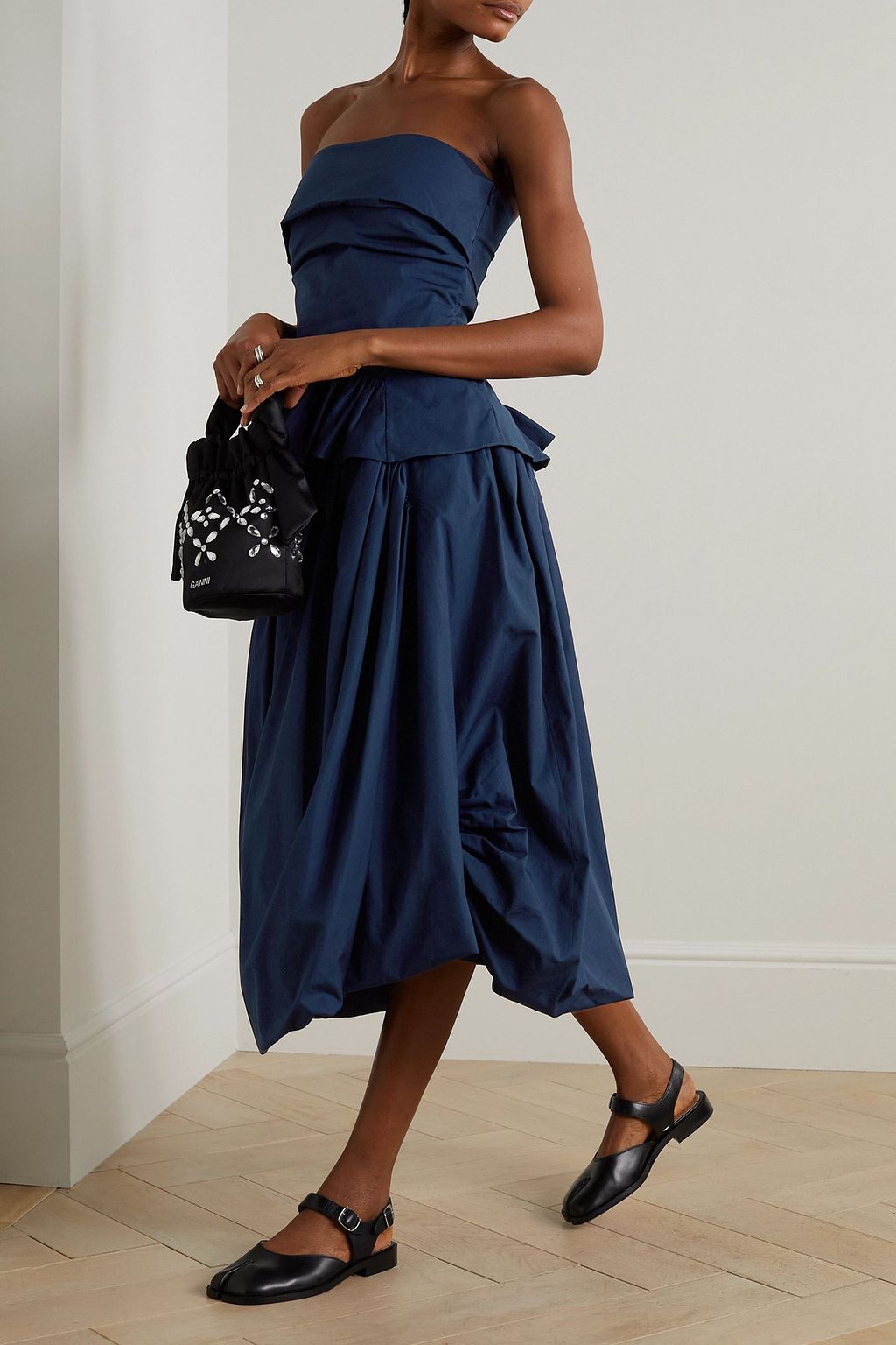 MOLLY GODDARD Alf ruched draped cotton-canvas midi skirt