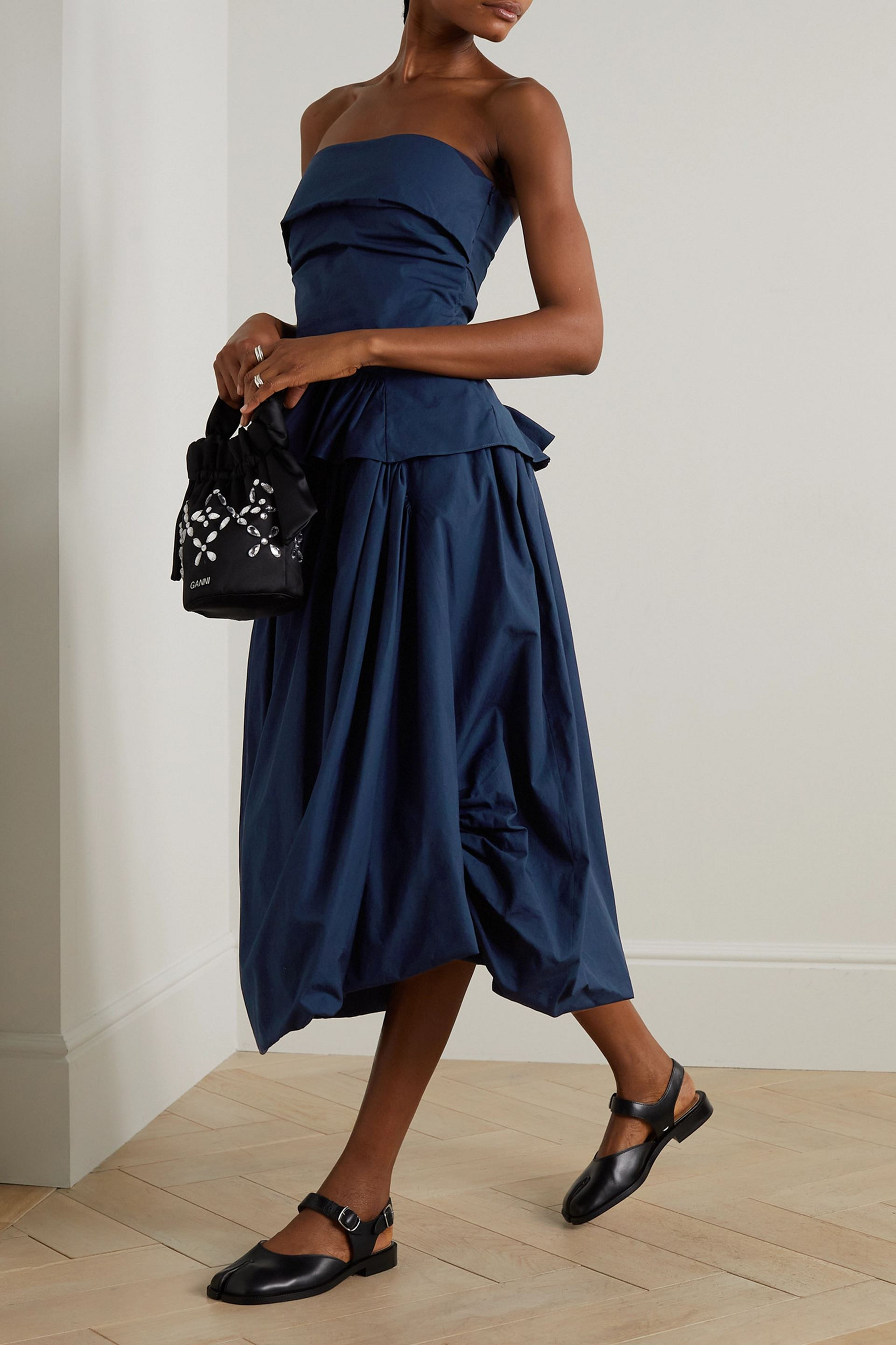 Molly Goddard Alf ruched draped cotton-canvas midi skirt