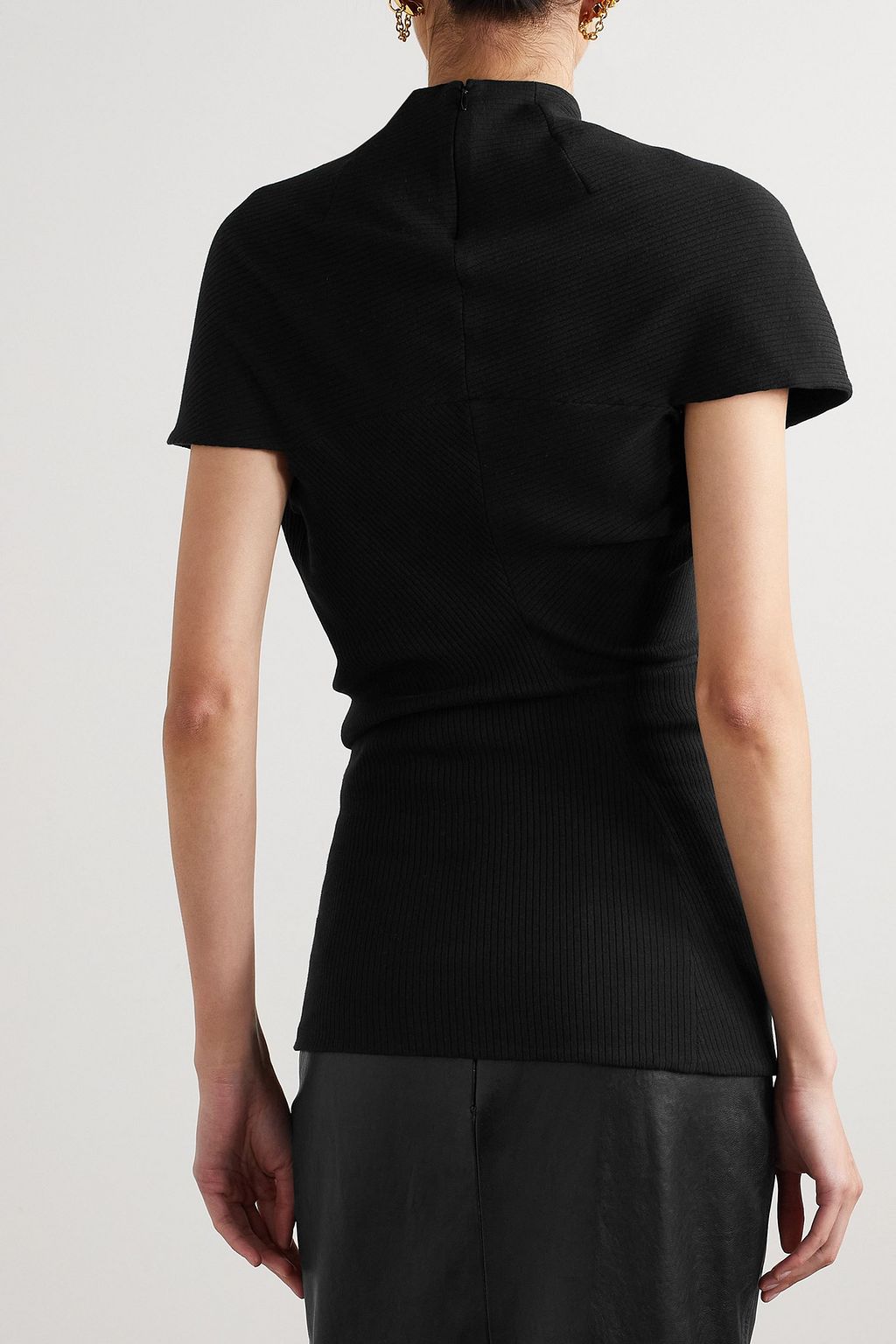 KHAITE Helene paneled ribbed stretch-cotton top