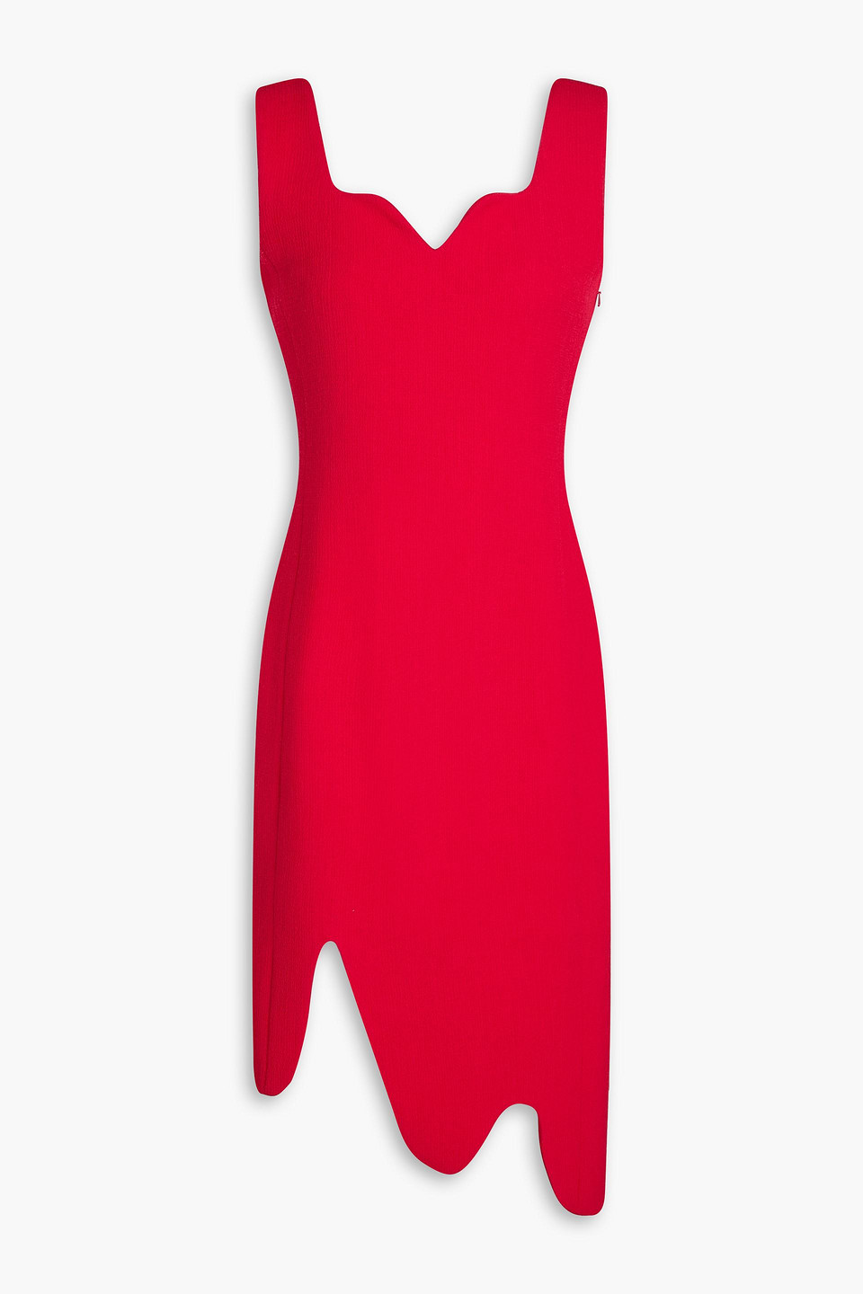 Scalloped hammered-crepe dress