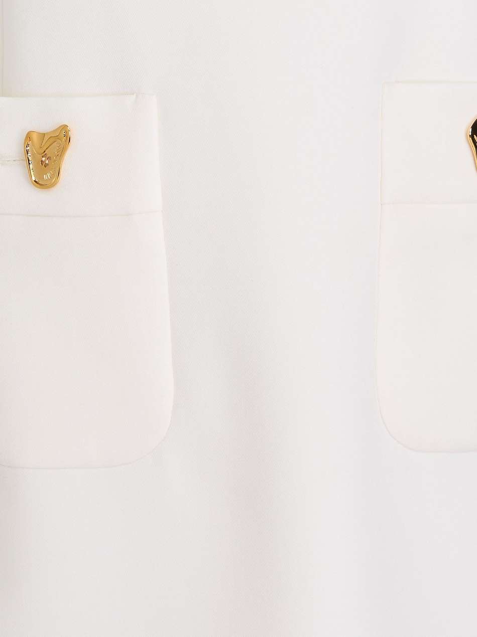 button-embellished wool-twill mini dress