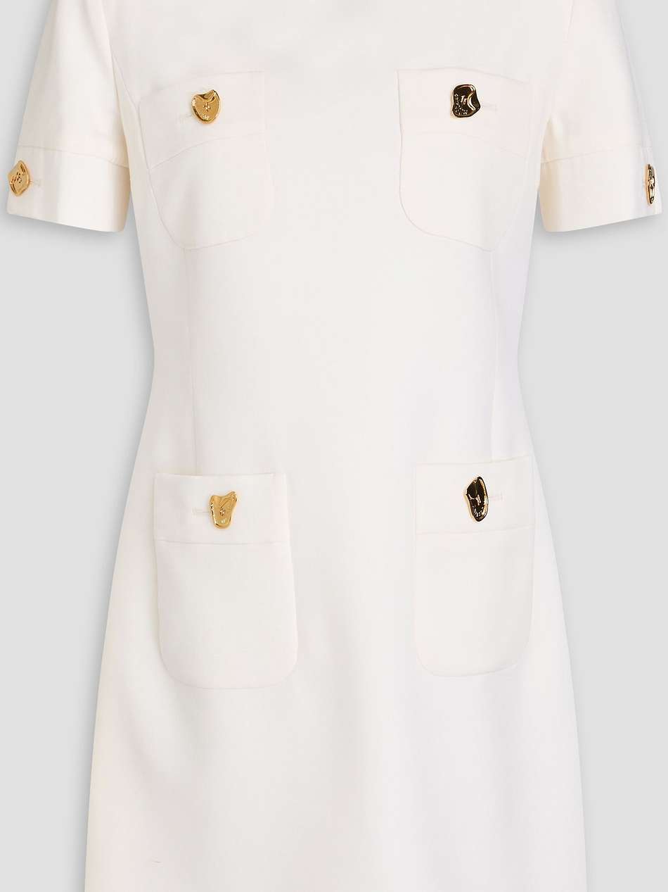 button-embellished wool-twill mini dress