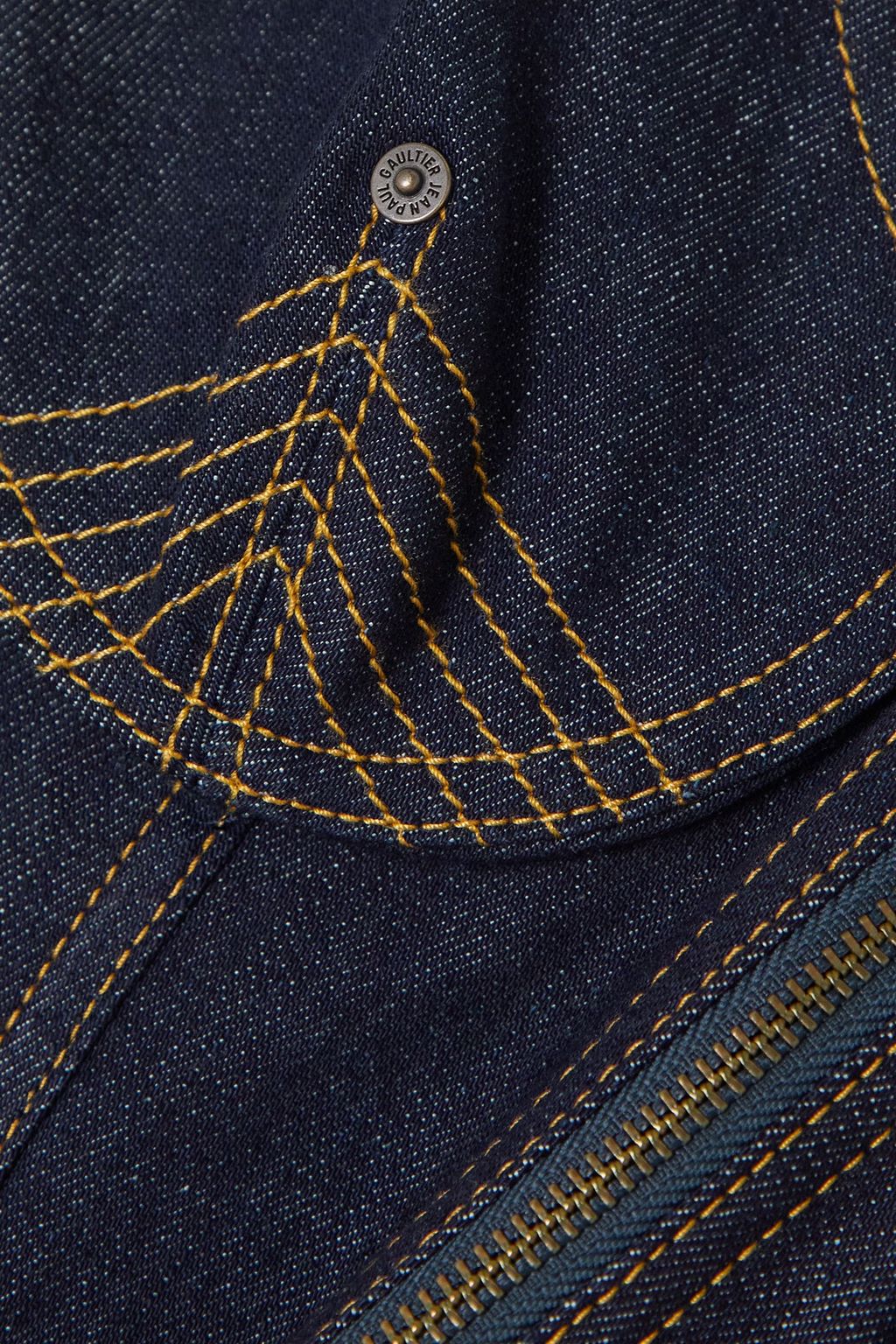 JEAN PAUL GAULTIER Lace-up topstitched denim bustier top