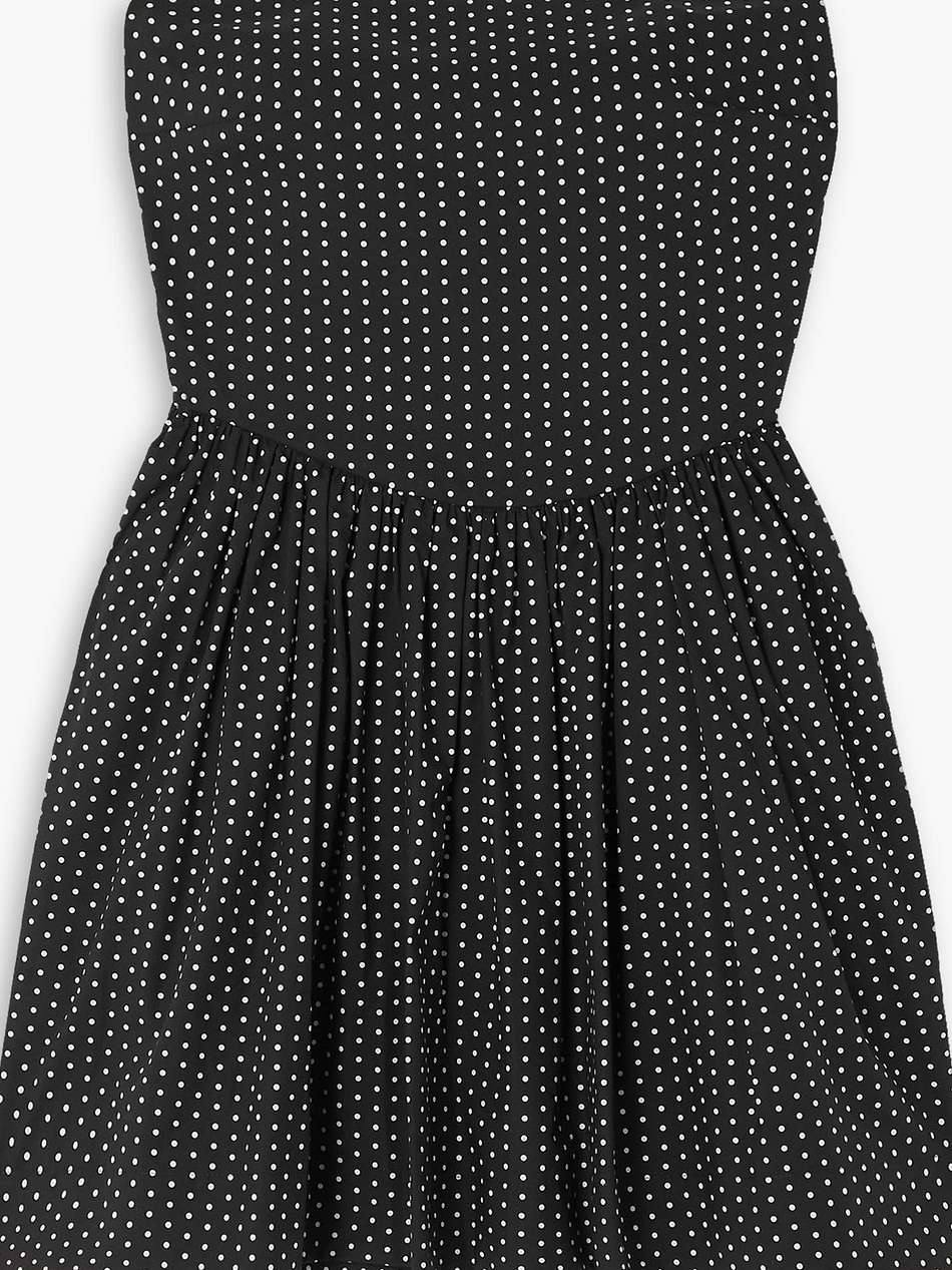 hannah strapless polka-dot cotton-poplin mini dress