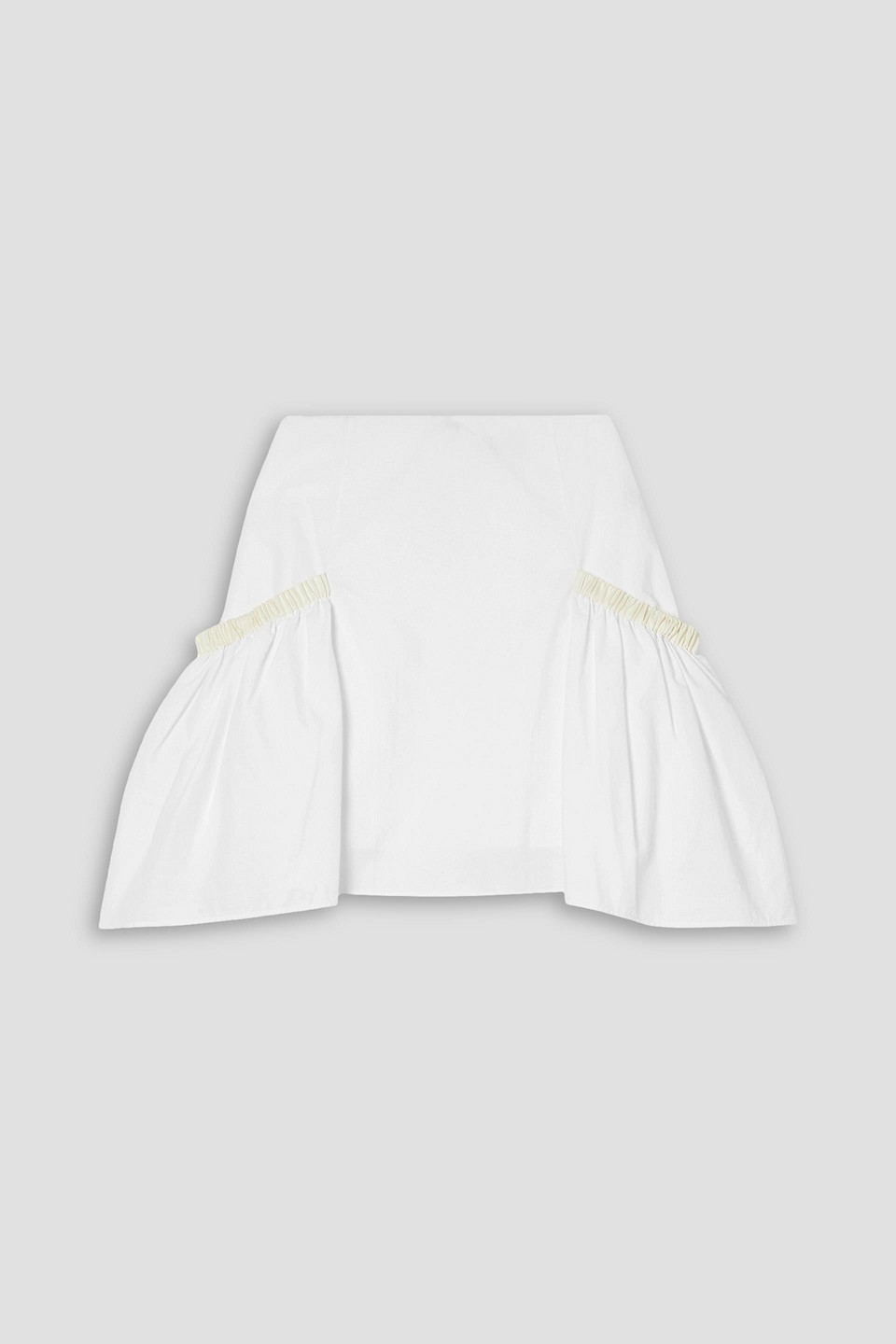 Molly Goddard Kasha Gathered Grosgrain-trimmed Poplin Mini Skirt In White