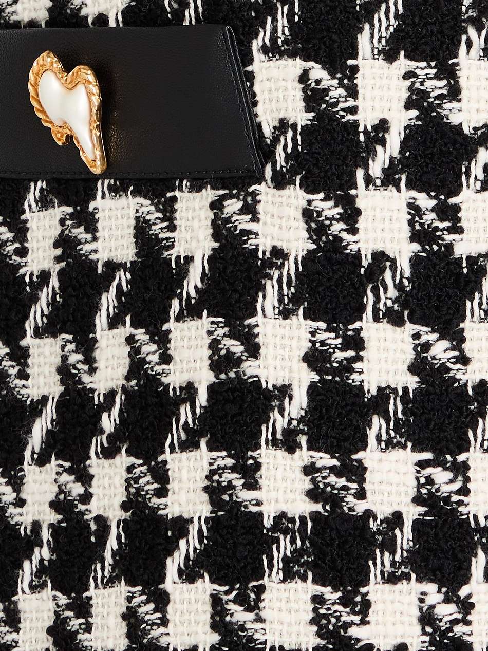 button-embellished houndstooth wool-blend tweed mini dress