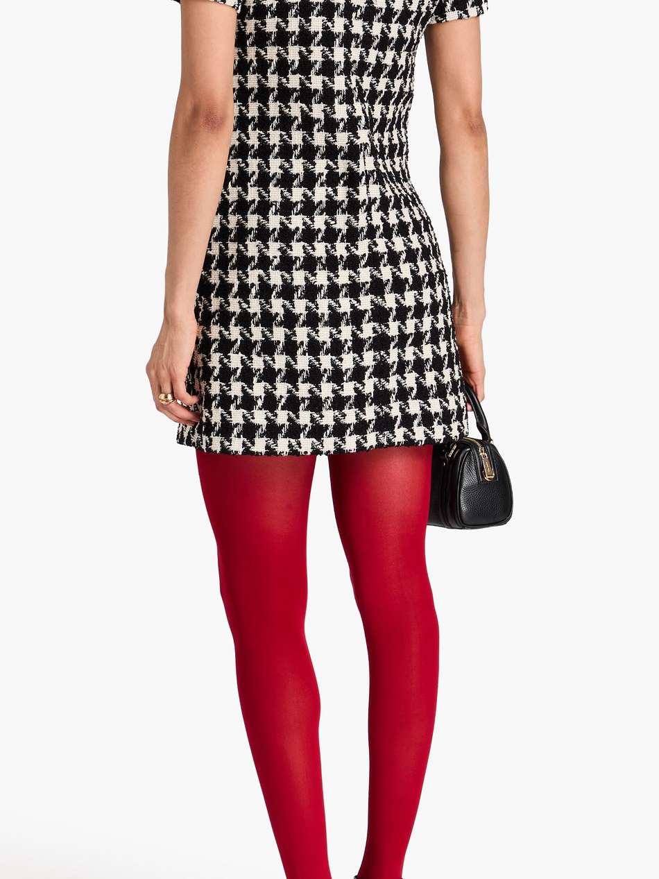 button-embellished houndstooth wool-blend tweed mini dress