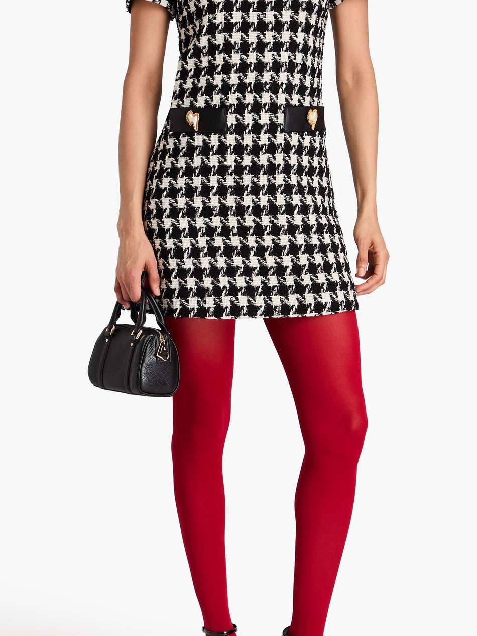 button-embellished houndstooth wool-blend tweed mini dress
