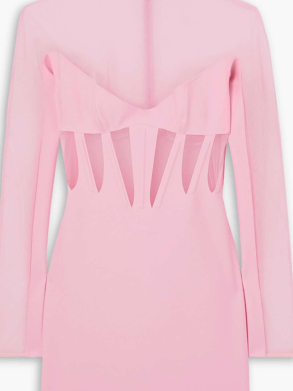 tulle-paneled stretch-jersey mini dress