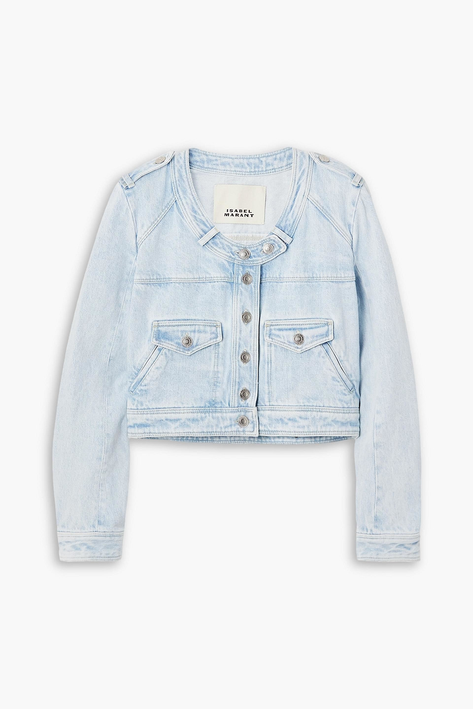 Isabel Marant Round-neck Cropped Denim Jacket In Blue