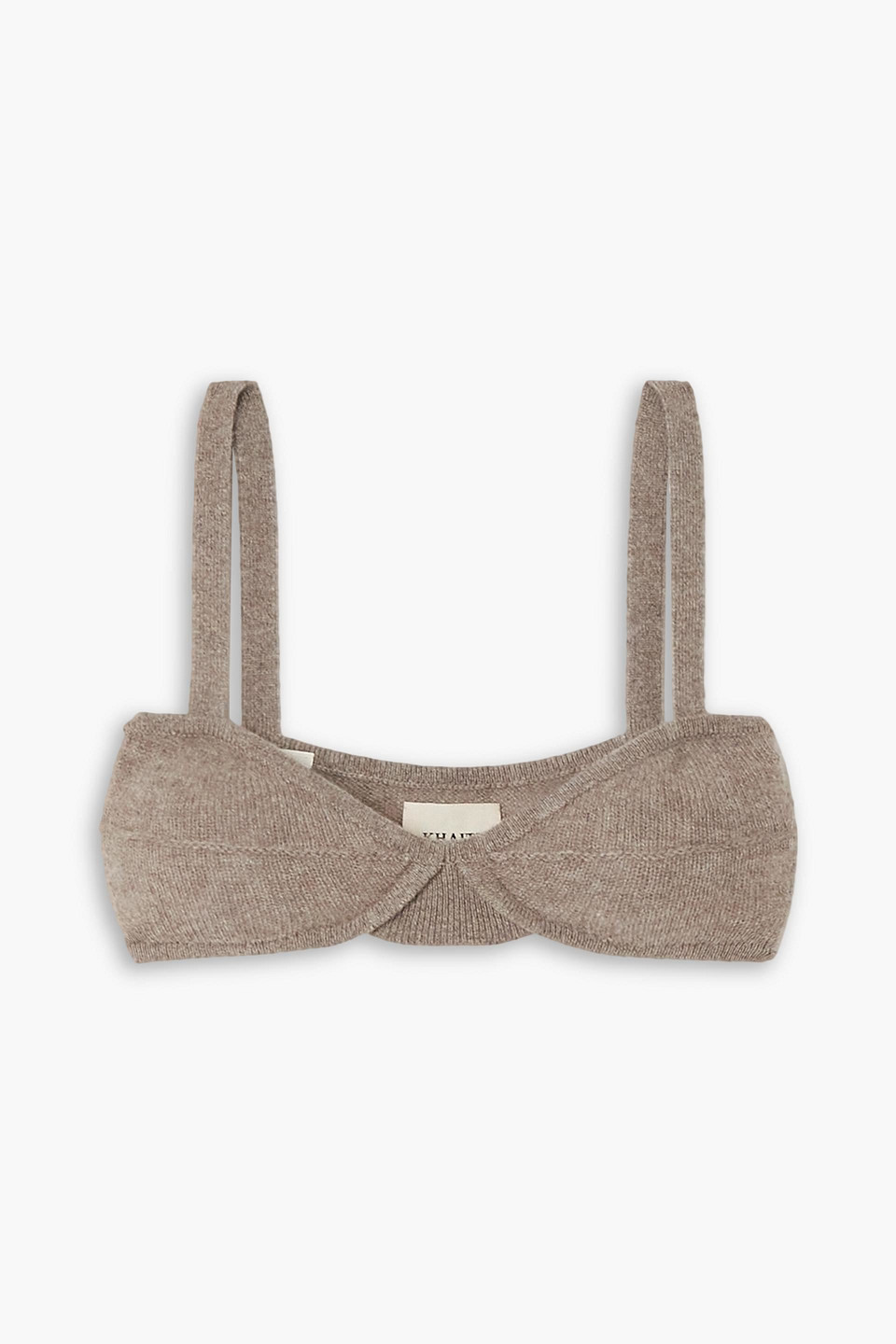 Khaite Eda Cashmere Soft-cup Bra Top In Mushroom