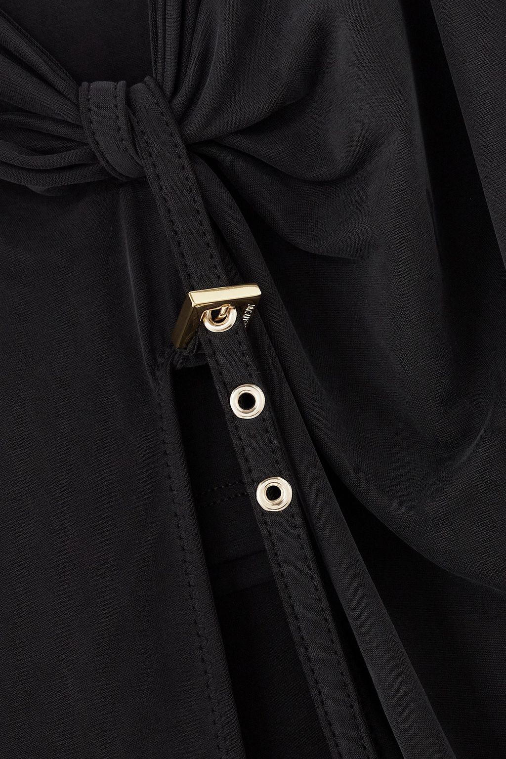 JACQUEMUS تنورة متوسطة الطول من الجيرسي ومزيج الكوبرو بتصميم الكرواسان المزموم