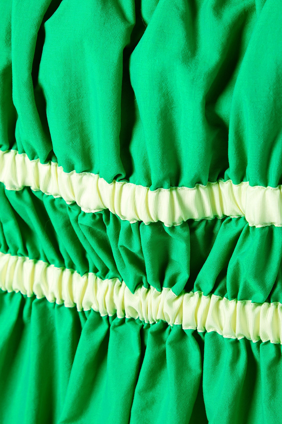 MOLLY GODDARD RITA GROSGRAIN-TRIMMED SHIRRED TAFFETA MIDI DRESS