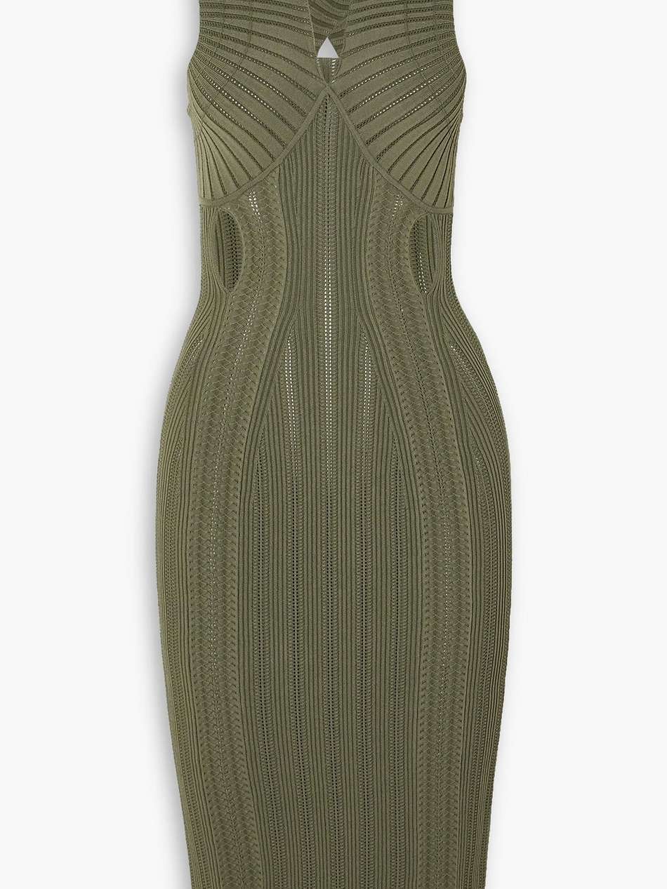 cutout ribbed-knit midi dress
