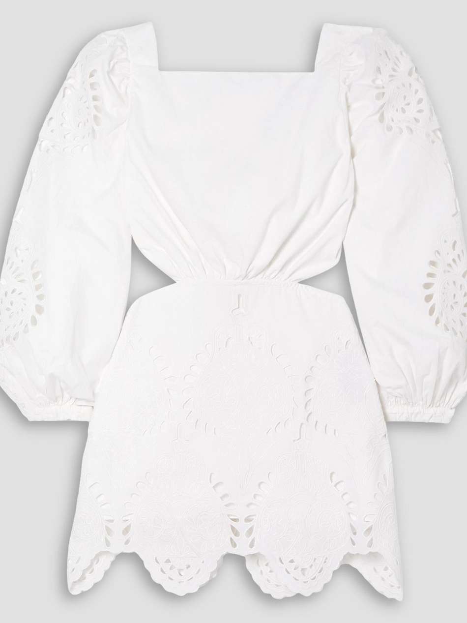 lunar relics cutout broderie anglaise cotton-poplin mini dress