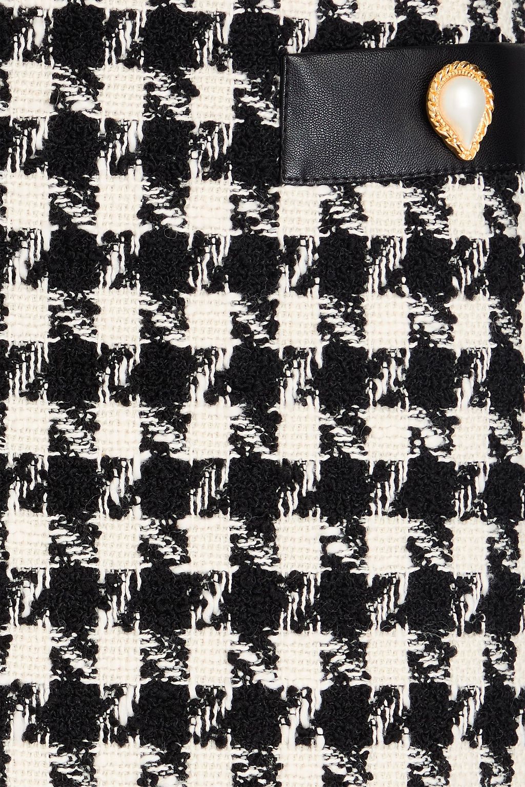 MOSCHINO Houndstooth wool-blend tweed mini skirt