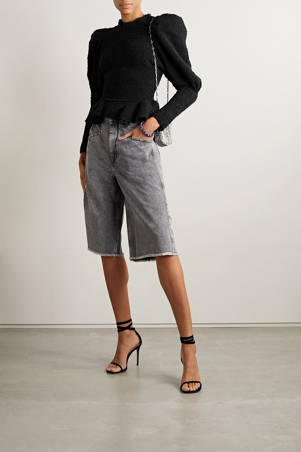 Isabel Marant Giamili Bouclé Peplum Top