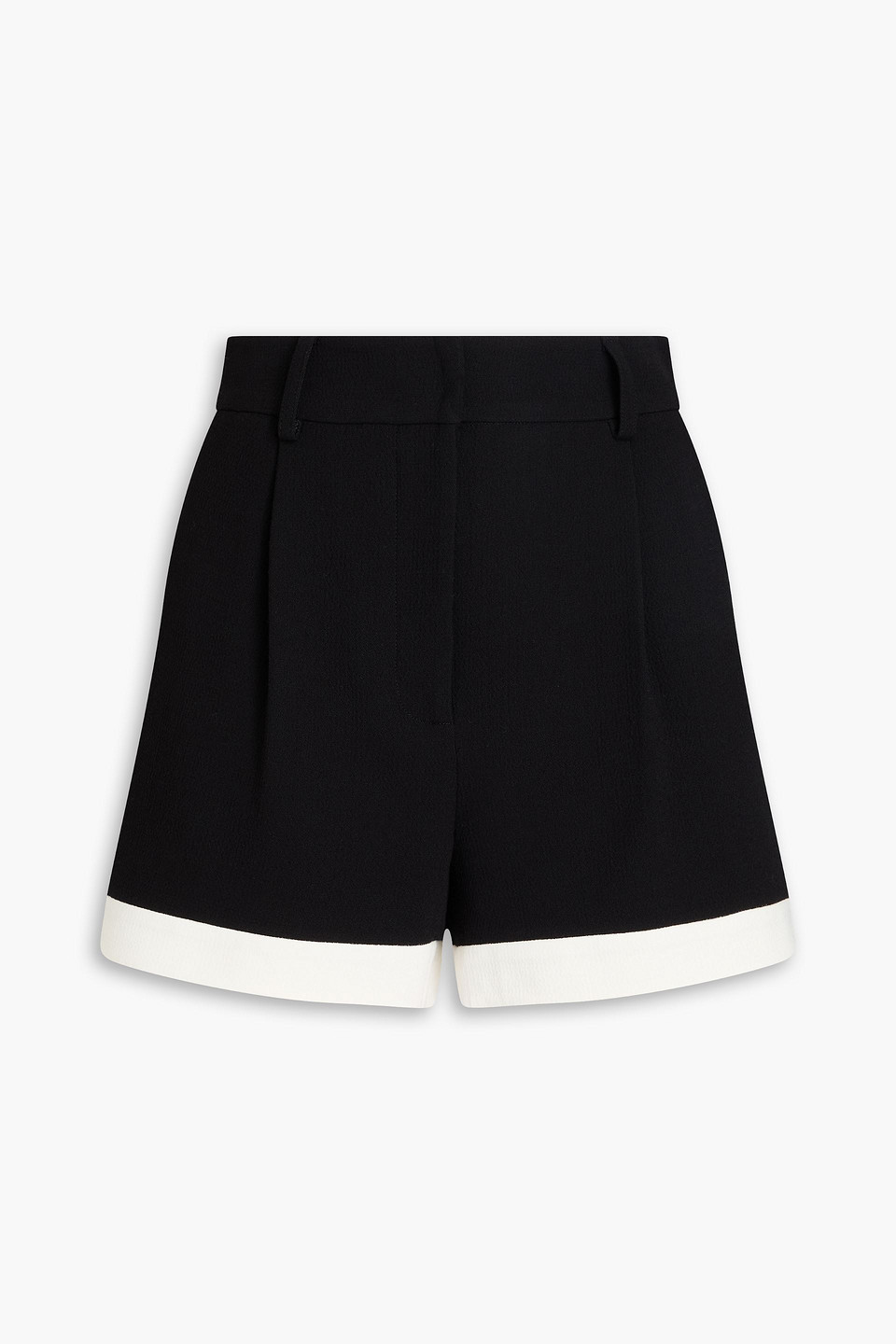 Moschino Two-tone Hammered Crepe Shorts In Black