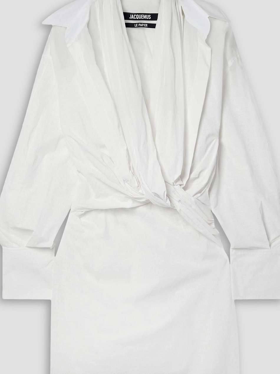 la robe agui twisted draped cotton-voile mini dress